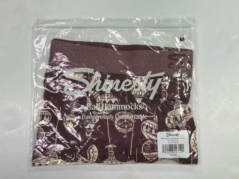 Shinesty Ball Hammock Boxer Trunk Mens M The Well Hung Christmas Ornament Print